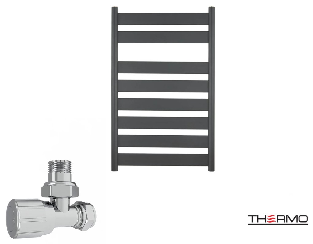 Thermo LARGO Θερμαινόμενη πετσετοκρεμάστρα από Mild Steel με υδραυλική λειτουργία, 80x50cm Black