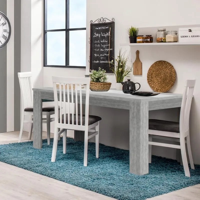 Τραπέζι Τραπεζαρίας Domus 135 Γκρί Concrete - Λευκό 135x80.5x74.5 εκ.
