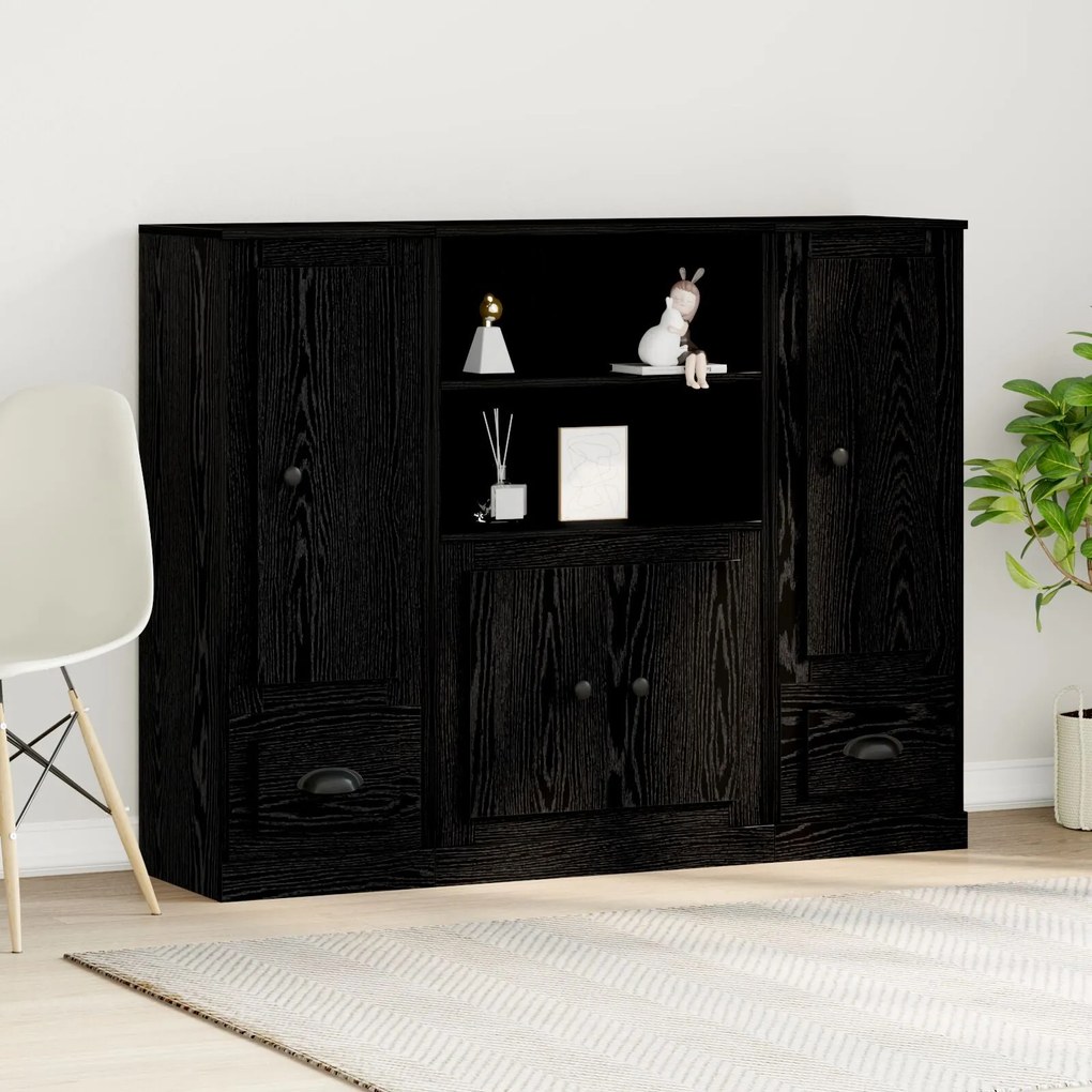 vidaXL Υψηλός Κάδρος Μαύρης Δρυός 132x35,5x103,5 εκ Επεξεργασμένου Ξύλου