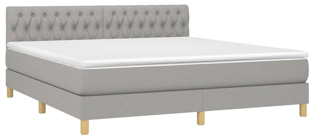 Κρεβάτι Boxspring με Στρώμα &amp; LED Αν.Γκρι 180x200 εκ Υφασμάτινο - Γκρι