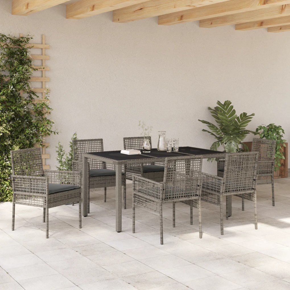 vidaXL Σέτ φαγητού για κήπο 7 pcs Γκρι 150 x 90 x 75 cm