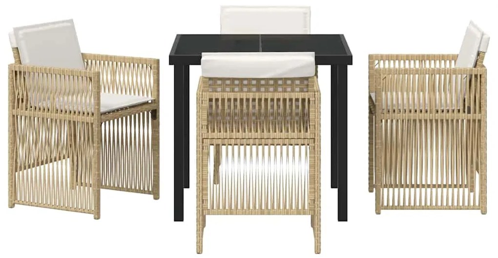 vidaXL Σέτ φαγητού για κήπο 5 pcs Μπεζ Χάλυβας με επίστρωση πούδρας