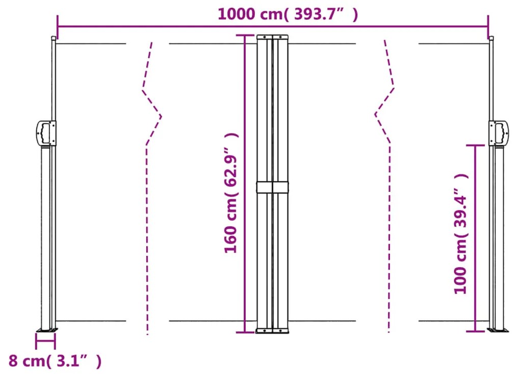 Σκίαστρο Πλαϊνό Συρόμενο Μπεζ 160 x 1000 εκ. - Μπεζ