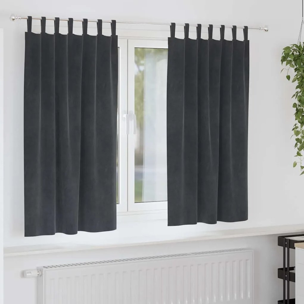 vidaXL Κουρτίνες με κουρτίνες 2 pcs Ανοιχτό γκρι 140 x 175 cm Βελούδο