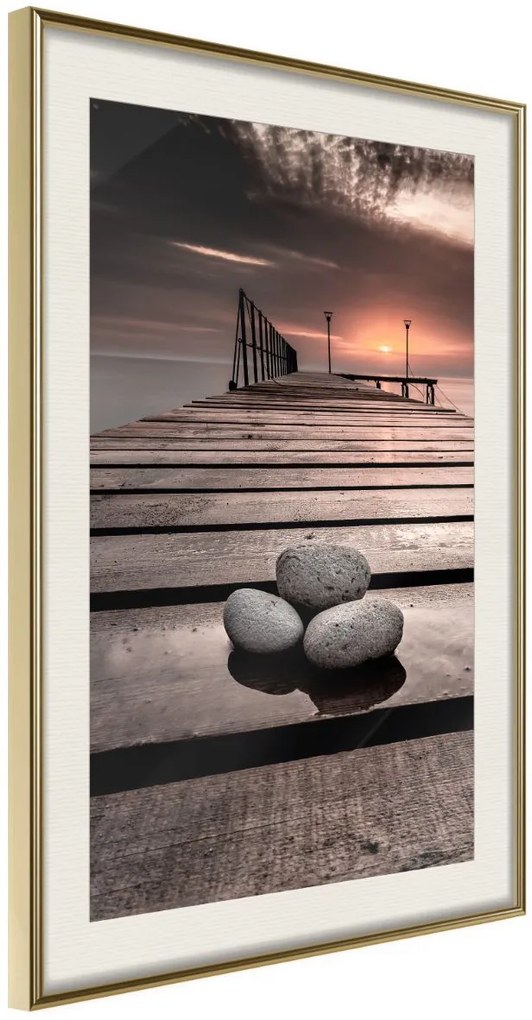 Αφίσα - Stones on the Pier - 20x30 - Χρυσό - Με πασπαρτού