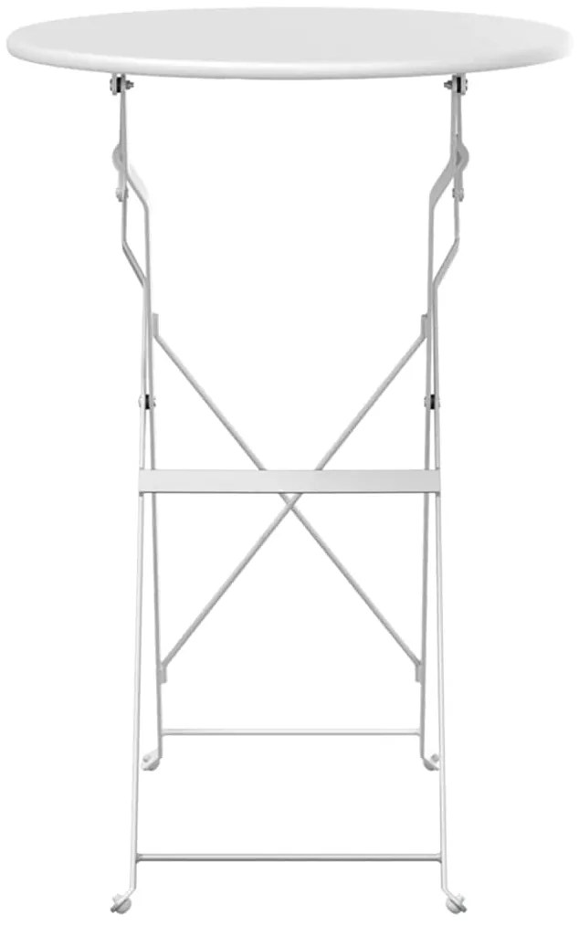 vidaXL Τραπέζι Bistro Λευκό Ø 50 x 71 εκ. Ατσάλι με Πούδρα