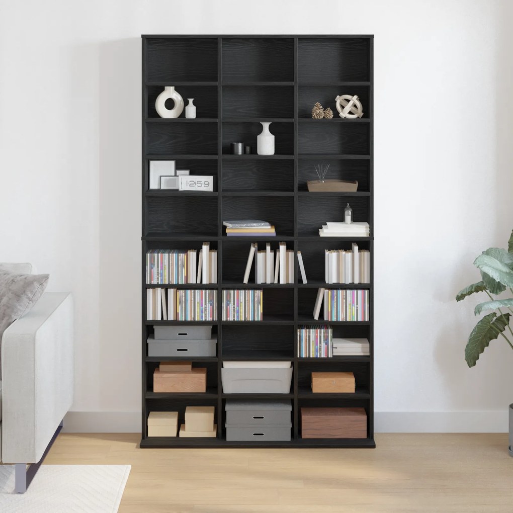 vidaXL Ντουλάπι CD Μαύρο Δρυς 101x23x177,5 εκ από Συνθετικό Ξύλο
