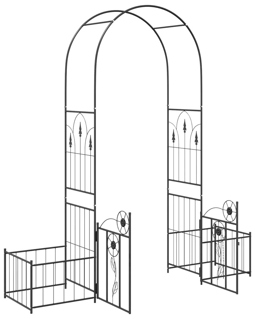 vidaXL Κήπος Αψίδα με κλειδαριά Μαύρο 203 x 50 x 218 εκ.