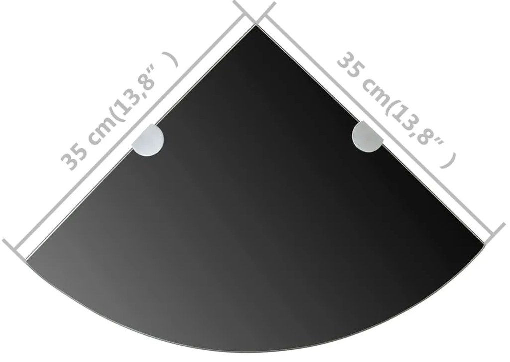 vidaXL Ράφια Γωνία 2 τεμ Μαύρα 35x35 εκ Γυάλινα + Στηρίγματα Χρωμίου