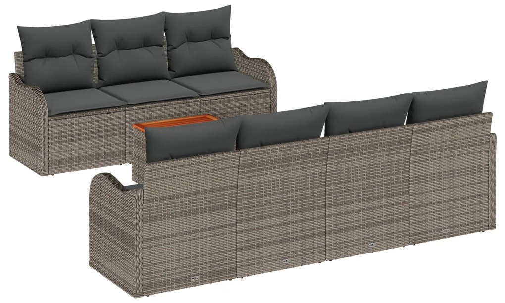 vidaXL Σέτ Σαπούνι Κήπου 8 pcs Γκρι Μεγάλο Ρατάν, Πολυεστέρας