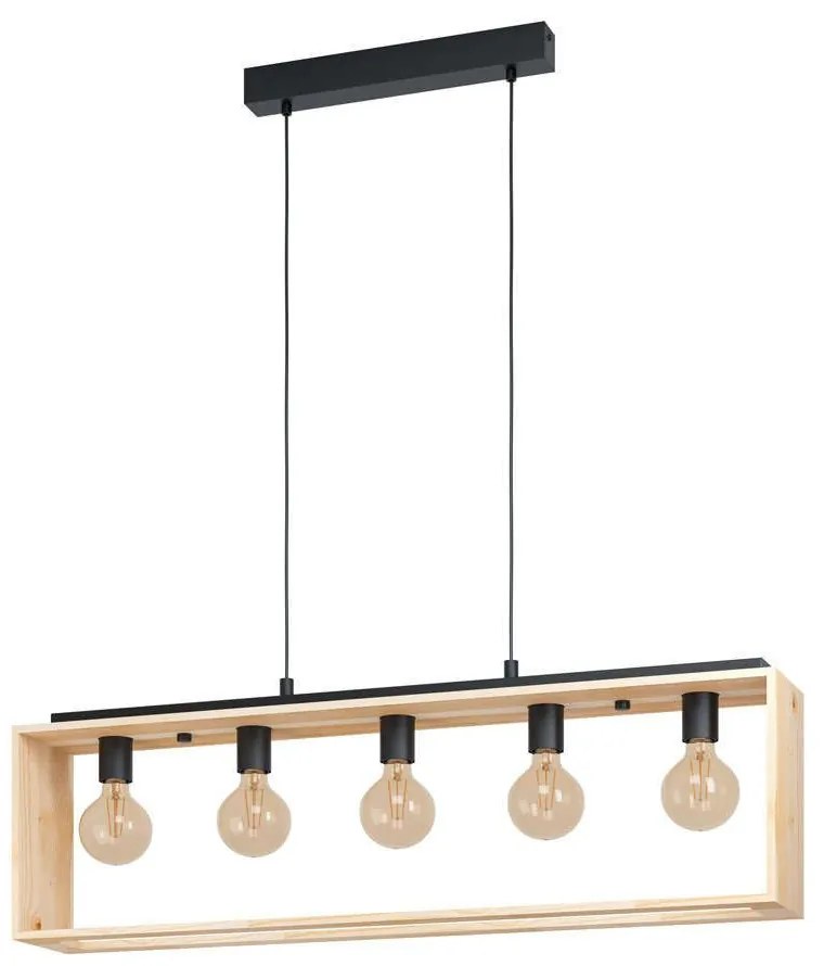 Φωτιστικό Οροφής-Ράγα 'Famborough' 43414 Natural-Black Eglo Metal,Wood