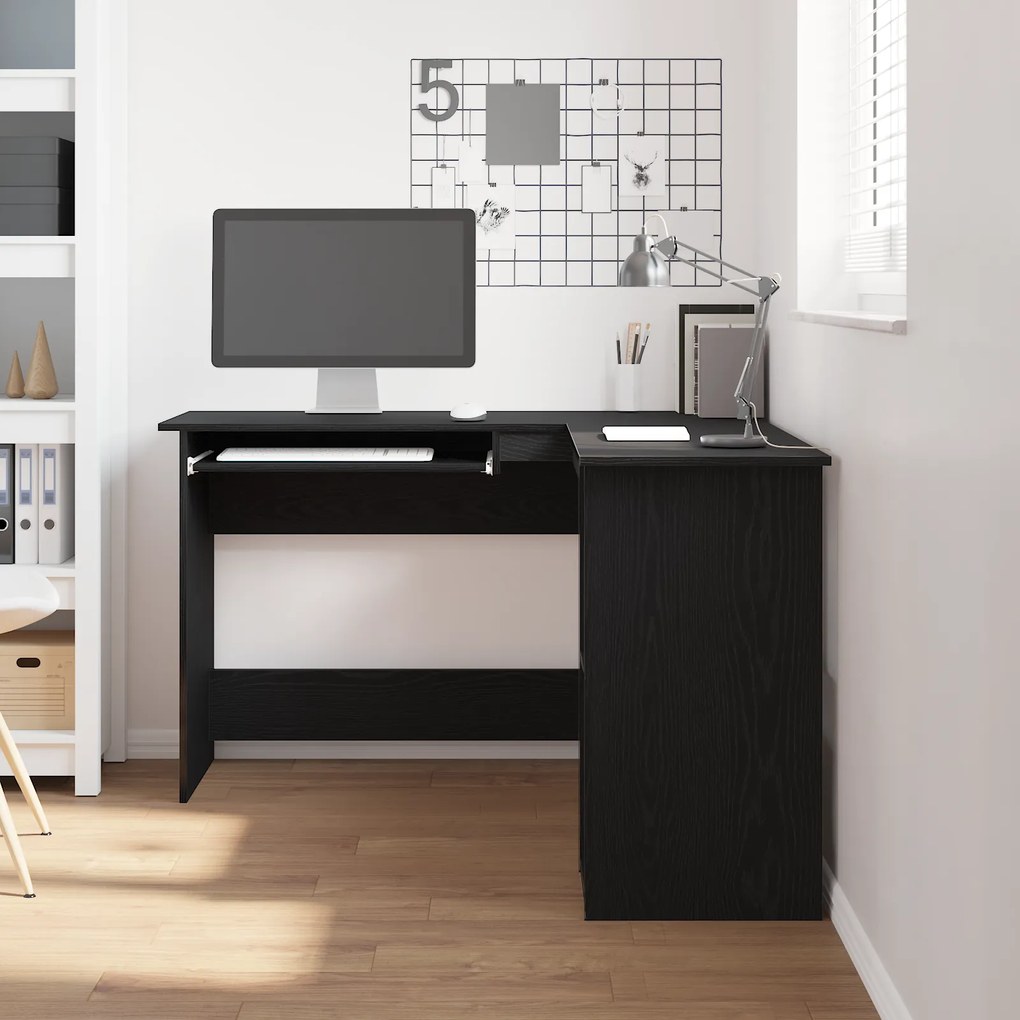 vidaXL Γραφείο Μαύρο Δρυς 120x140x75 εκ. Από Επεξεργασμένο Ξύλο