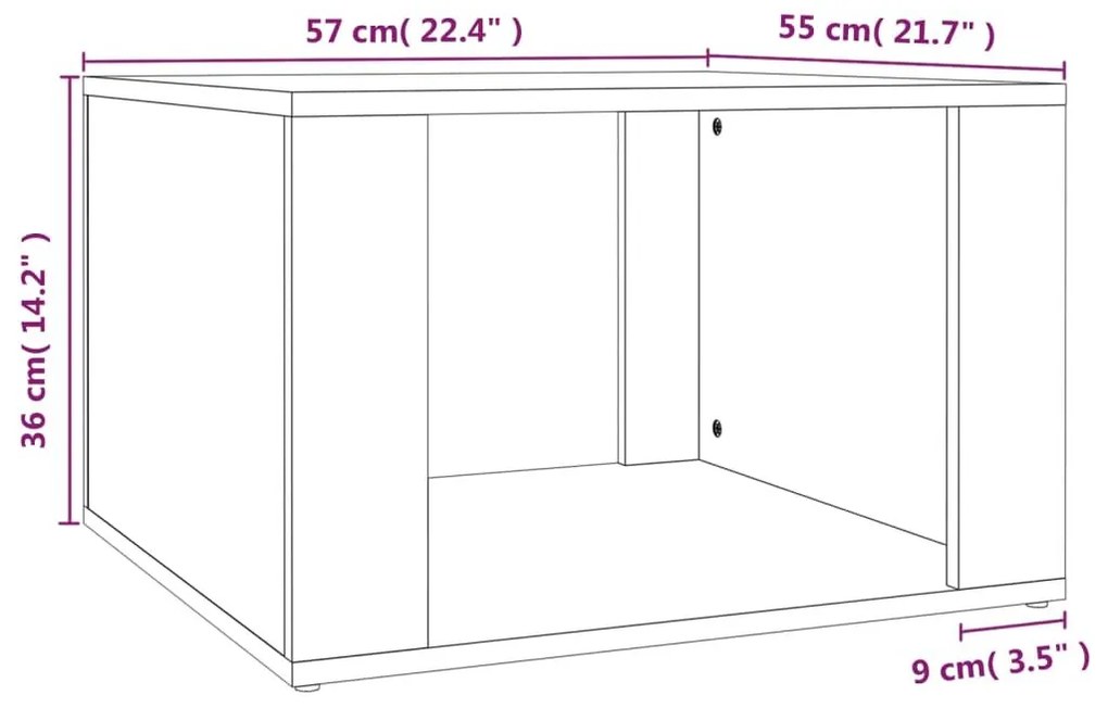 Κομοδίνο Γκρι Sonoma 57x55x36 εκ. από Επεξεργασμένο Ξύλο - Γκρι