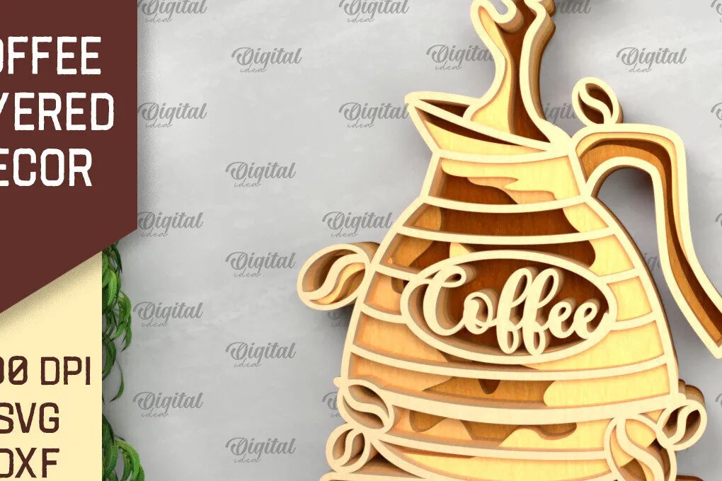 Σετ των 2 Intra απο ξύλο plywood 3mm-4mm πάχος - Διακόσμηση τοίχου με στρώσεις καφέ  Δίασταση 30x20 cm INTRAFABR-99495711