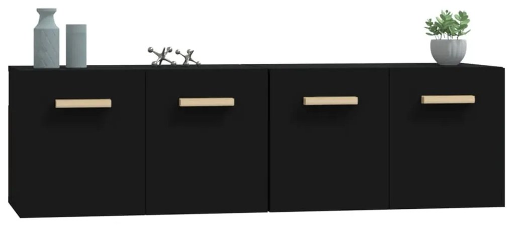 vidaXL Ντουλάπια Τοίχου 2 Τεμ. Μαύρα 60x36,5x35 εκ. Επεξεργασμένο Ξύλο