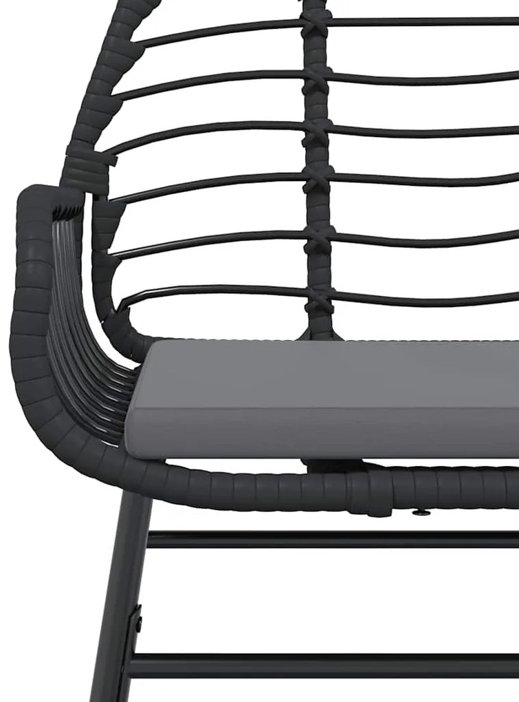 vidaXL Σετ Τραπεζαρίας Κήπου 9 τεμ Μαύρο Συνθ.Ρατάν/Γυαλί με Μαξιλάρια