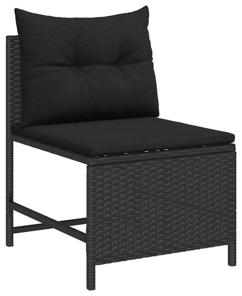 vidaXL Σετ Καναπέ Κήπου με μαξιλάρι 6 pcs Μαύρο συνθετικό ρατάν