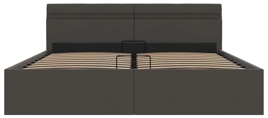 vidaXL Πλαίσιο Κρεβατιού με Αποθ. Χώρο/LED Σκ. Γκρι 160x200 εκ. Ύφασμα