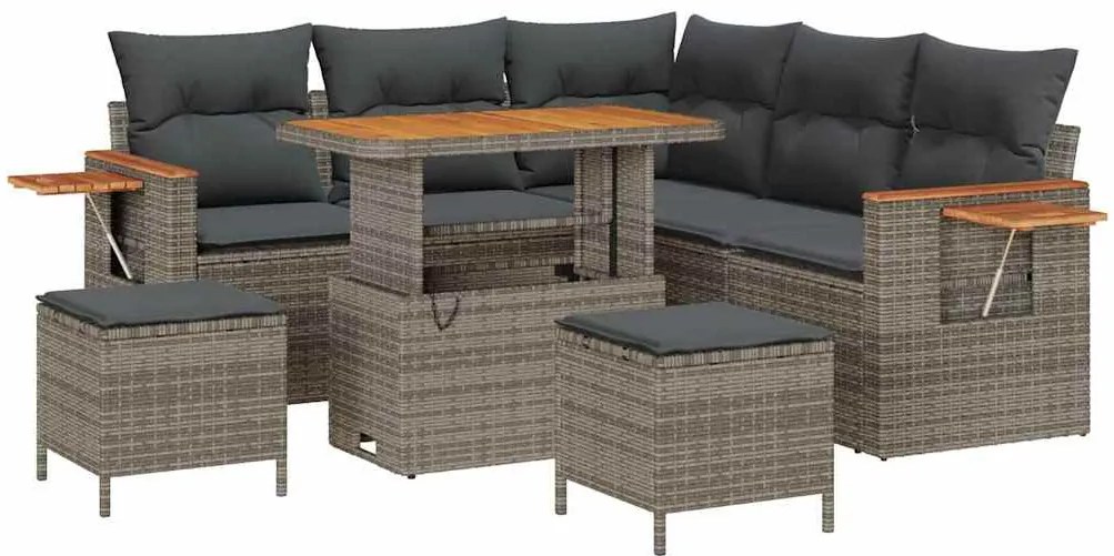 vidaXL Σετ Καναπέ Κήπου με μαξιλάρι 8 pcs Γκρι 90 x 55 x 71 cm