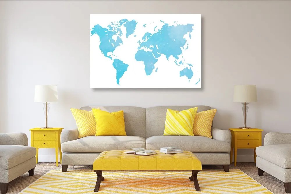 Εικόνα στον παγκόσμιο χάρτη φελλού σε μπλε απόχρωση - 120x80  color mix