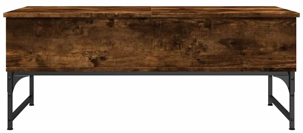 vidaXL Τραπεζάκι Σαλονιού Καπνιστή Δρυς 100x50x40 εκ. Επ. Ξύλο&Μέταλλο