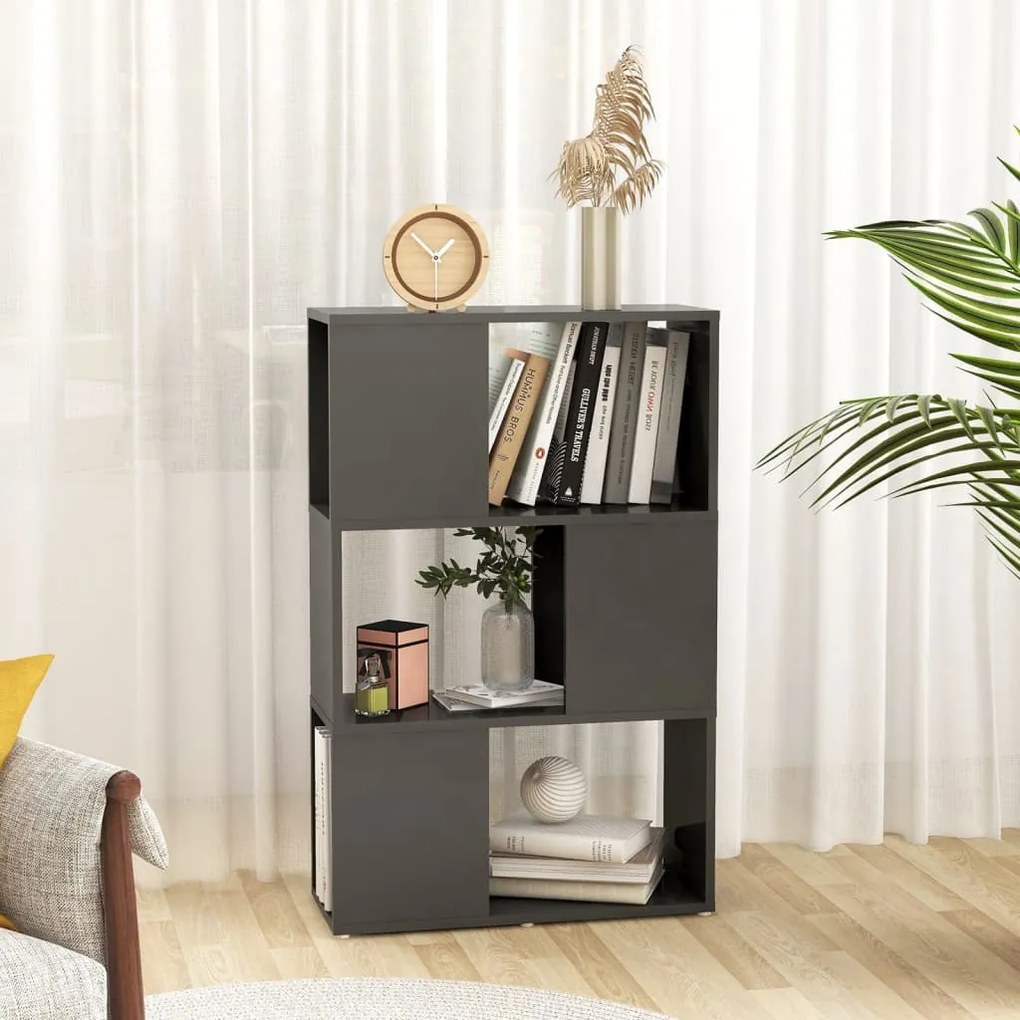 vidaXL Βιβλιοθήκη/Διαχωριστικό Χώρου Γκρι 60 x 24 x 94 εκ. Μοριοσανίδα