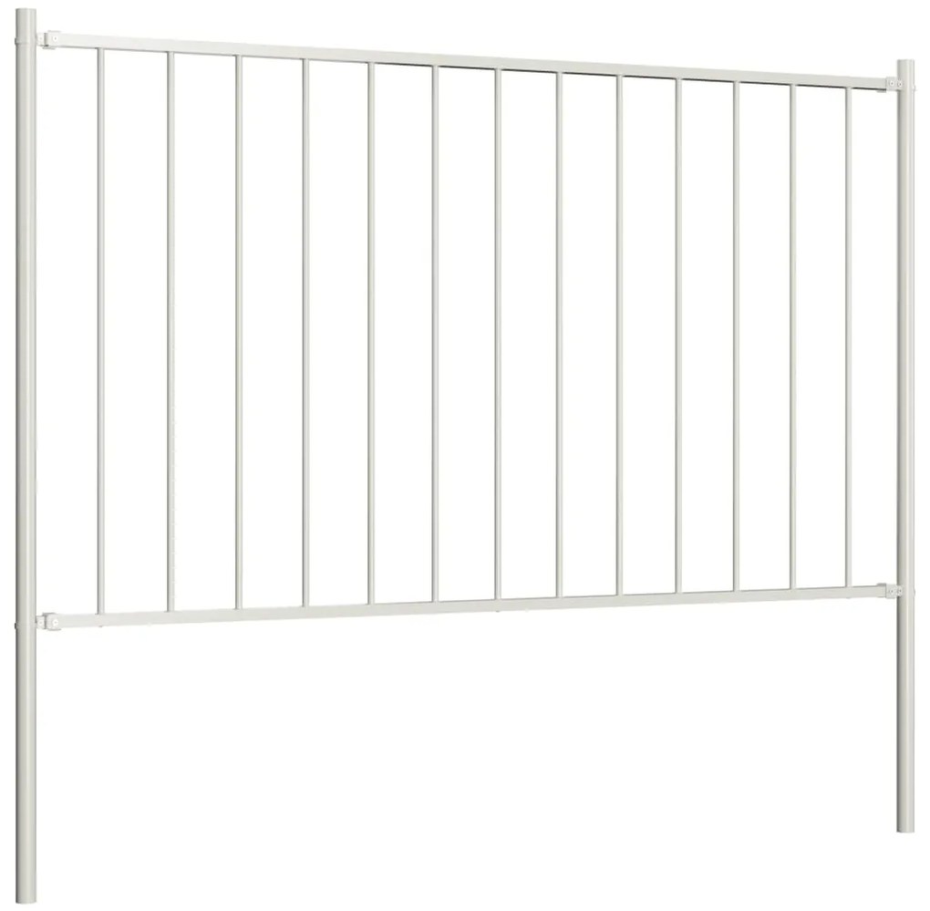vidaXL Πάνελ Περίφραξης με Στύλους από Ατσάλι με Ηλεκτροστατική Βαφή 1,81x0,75 μ. Λευκό
