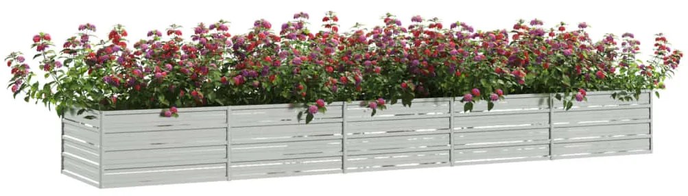 vidaXL Ζαρντινιέρα Υπερυψωμένη Ασημί 400x80x45 εκ. Γαλβανισμ. Χάλυβας