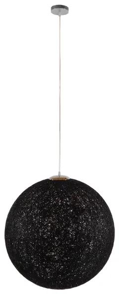GloboStar® OCEANA 01364 Vintage Κρεμαστό Φωτιστικό Οροφής Μονόφωτο 1 x E27 Μαύρο Ξύλινο Ψάθινο Rattan Φ60 x Υ60cm