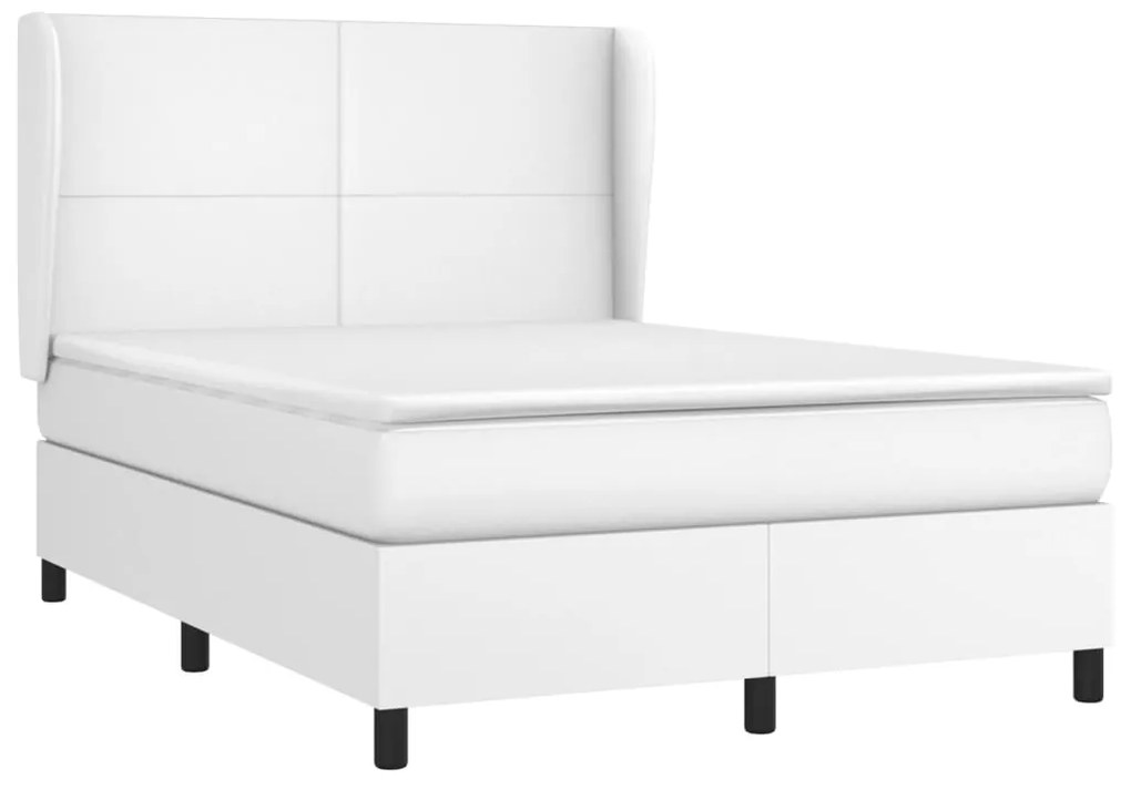 Κρεβάτι Boxspring με Στρώμα Λευκό 140x200εκ.από Συνθετικό Δέρμα - Λευκό