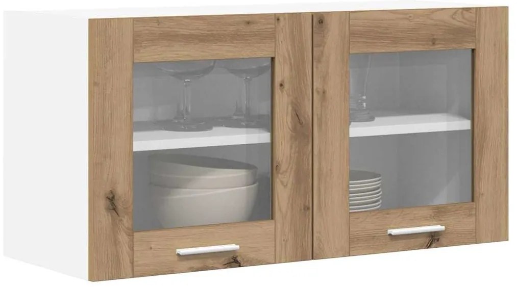 vidaXL Κρεμαστό ντουλάπι Χειροποίητη Δρυς και Λευκό 80 x 31 x 40 εκ