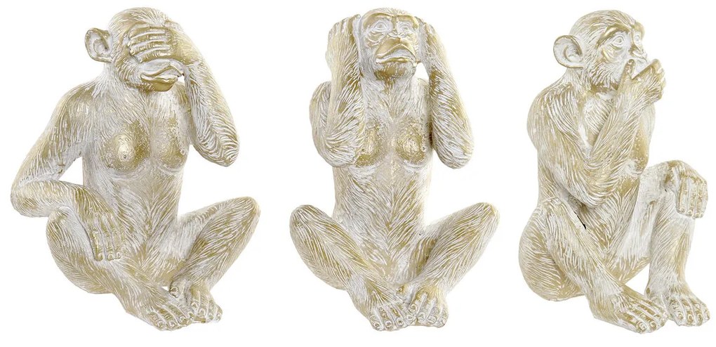 Διακοσμητική Φιγούρα Home ESPRIT Χρυσό Μαϊμού Τροπικό 21 x 17 x 25 cm (3 Μονάδες)