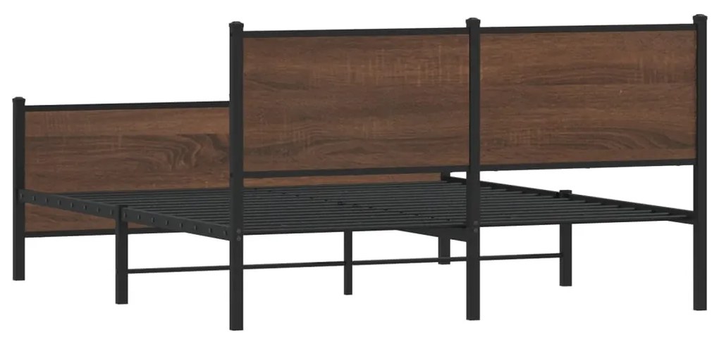 vidaXL Σκελετός Κρεβ. Χωρίς Στρώμα Καφέ Δρυς 150x200 εκ. Μεταλλικό