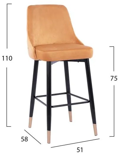 ΣΚΑΜΠΟ ΜΠΑΡ SERENITY HM8519.09 ΒΕΛΟΥΔΟ ΧΡΥΣΟ ΜΕ ΜΕΤΑΛΛΙΚΟ ΣΚΕΛΕΤΟ 51Χ58Χ110Υ εκ.