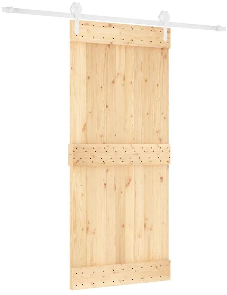 vidaXL Συρόμενη Μεσόπορτα με Μηχανισμό 90 x 210 εκ. Μασίφ Ξύλο Πεύκου