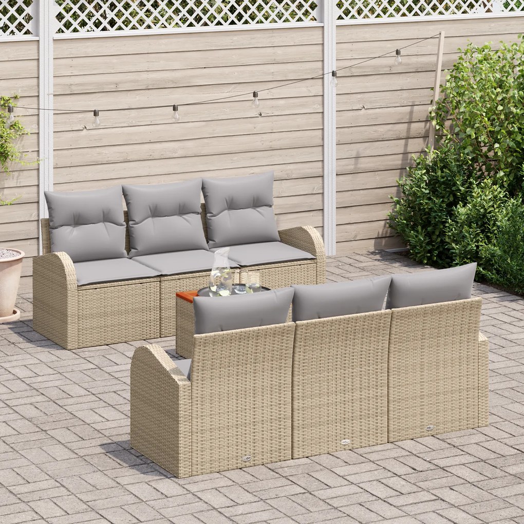 vidaXL Σετ Καθισμάτων Κήπου 7 pcs Beige, ανοιχτό γκρι Μέτριο