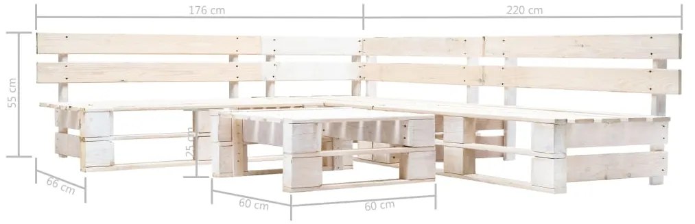Σαλόνι Κήπου από Παλέτες 4 Τεμαχίων Λευκό Ξύλινο - Λευκό