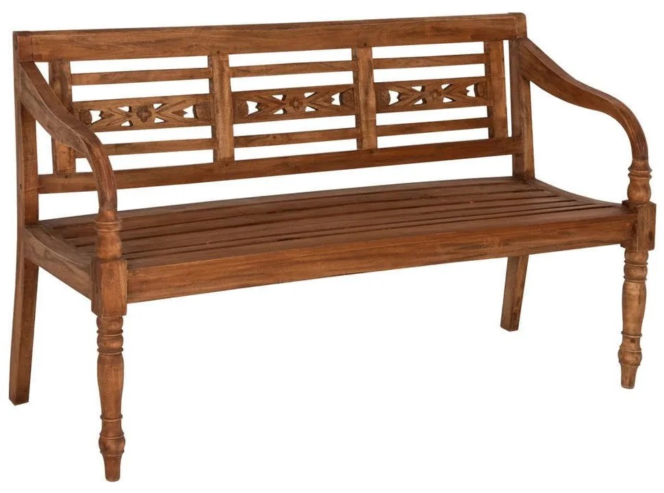 Παγκάκι Με Μπράτσα &amp; Πλάτη HM7903 148x54x90cm Από Μασίφ Ξύλο Μαόνι Natural Διθέσιος