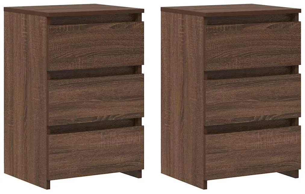 vidaXL Κομοδίνα 2 τεμ. Καφέ Δρυς 40x35x62,5 εκ. από Επεξεργασμένο Ξύλο