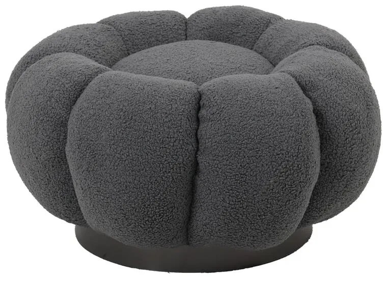 Σκαμπό Nester μπουκλέ ύφασμα σε γκρι απόχρωση Φ60x31εκ 60x60x31 εκ.