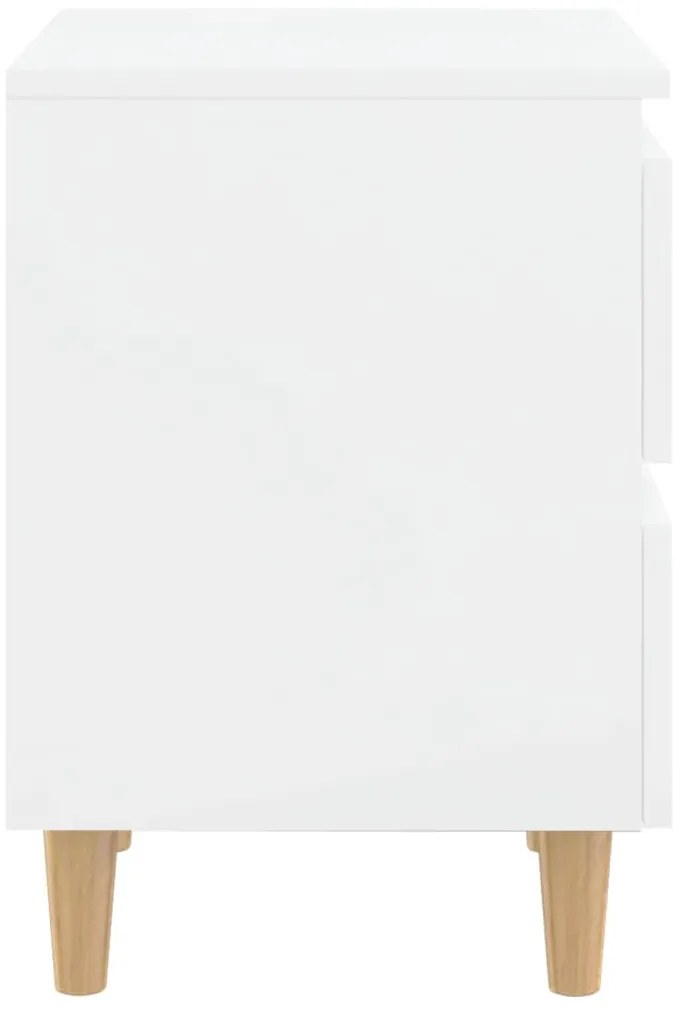 vidaXL Κομοδίνα 2 τεμ. Γυαλ. Λευκό 40x35x50εκ. Πόδια από Ξύλο Πεύκου