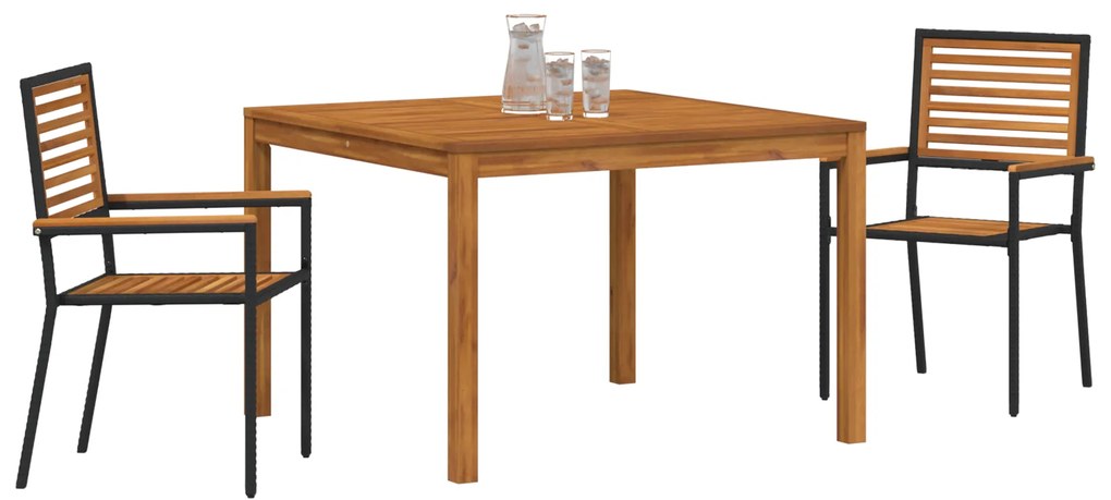 vidaXL Σετ Εξωτερικής Τραπεζαρίας 3 pcs Μαύρο 110 x 110 x 75 cm
