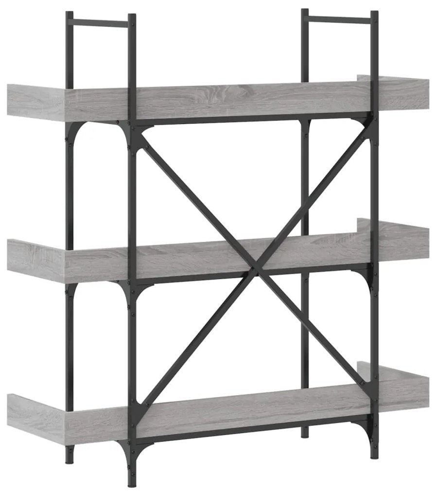 vidaXL Βιβλιοθήκη 3 Επιπέδων Γκρι Sonoma 100x33x108,5εκ. Επεξεργ. Ξύλο