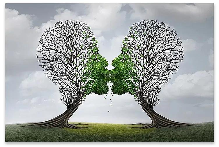 Πίνακας σε καμβά -Trees Growing With Love- Megapap ψηφιακής εκτύπωσης 75x50x3εκ.