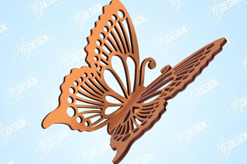 Intra απο ξύλο plywood 3mm-4mm πάχος 3D πεταλούδες | Summer Design | CNC Δίασταση 30x20 cm INTRAFABR-99202400