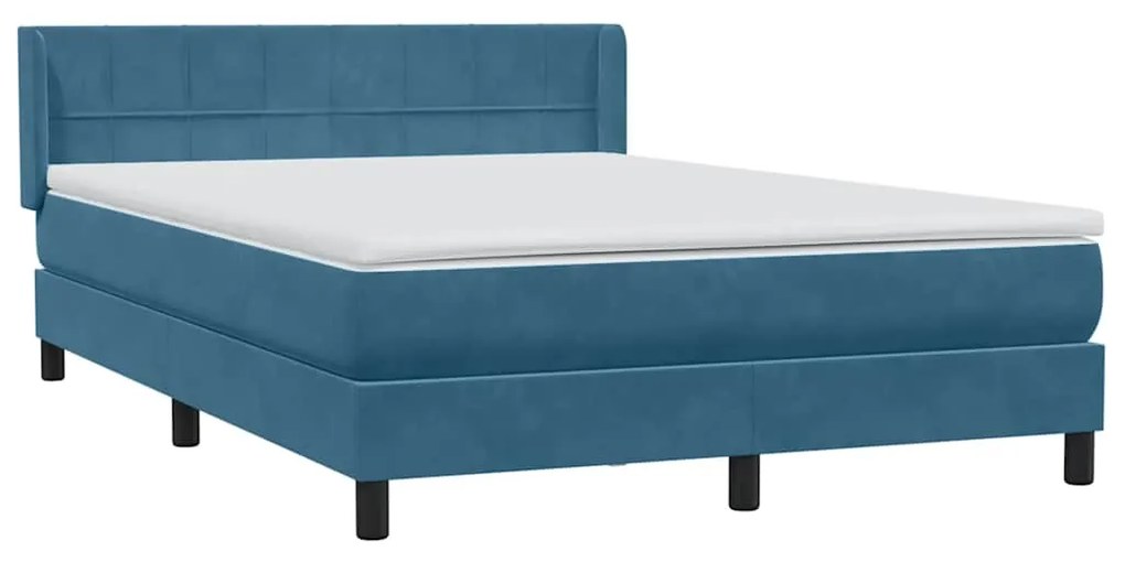 vidaXL Κρεβάτι Boxspring με Στρώμα Σκούρο Μπλε 160x210 εκ. Βελούδινο