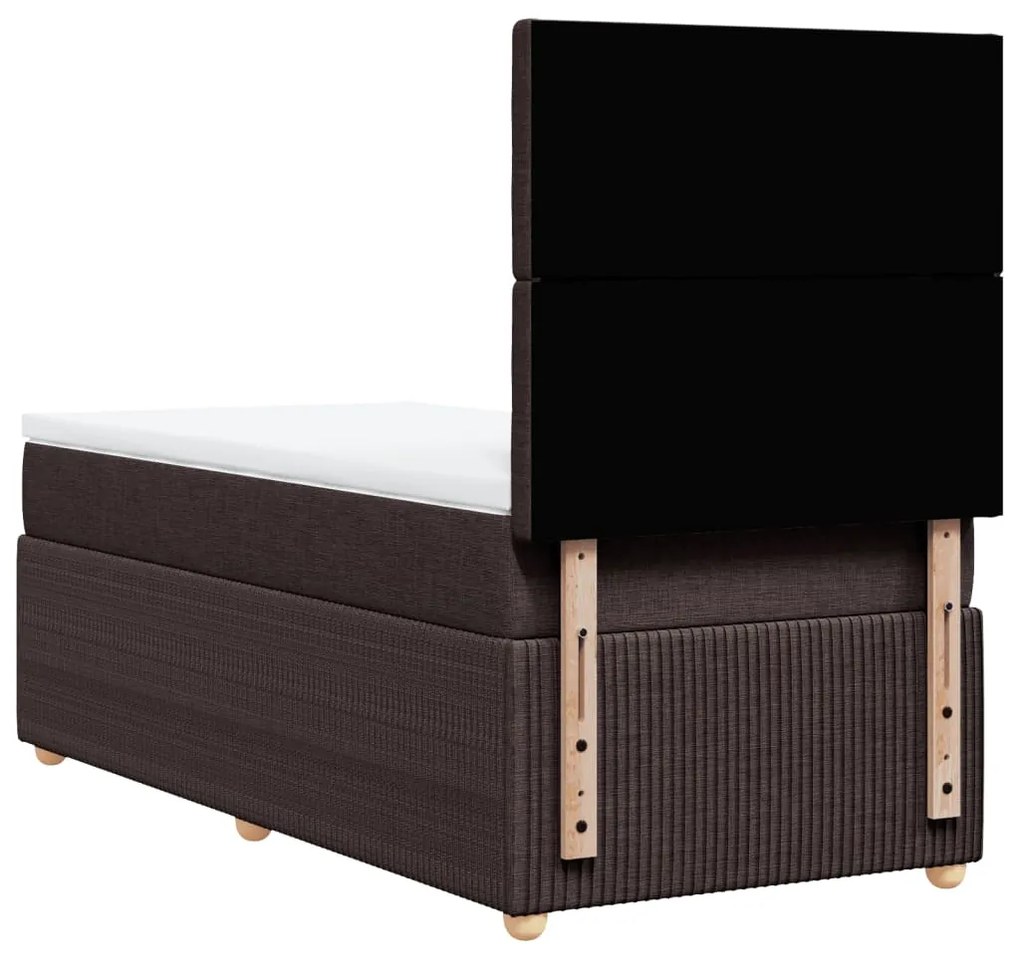 vidaXL Κρεβάτι Boxspring με Στρώμα Σκούρο Καφέ 90x200 εκ. Υφασμάτινο