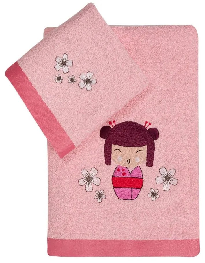 Πετσέτες Παιδικές Hiroco (Σετ 2τμχ) Pink Kentia Σετ Πετσέτες 70x125cm 100% Βαμβάκι