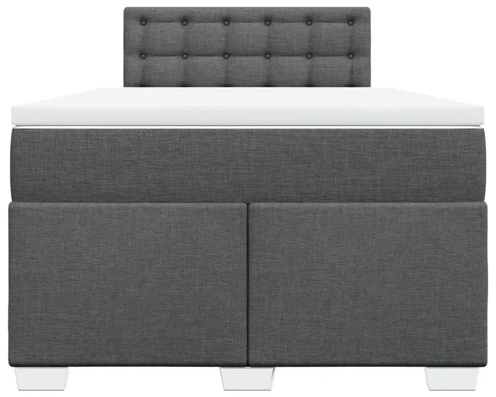 vidaXL Κρεβάτι Boxspring με Στρώμα Σκούρο Γκρι 120x190 εκ Υφασμάτινο