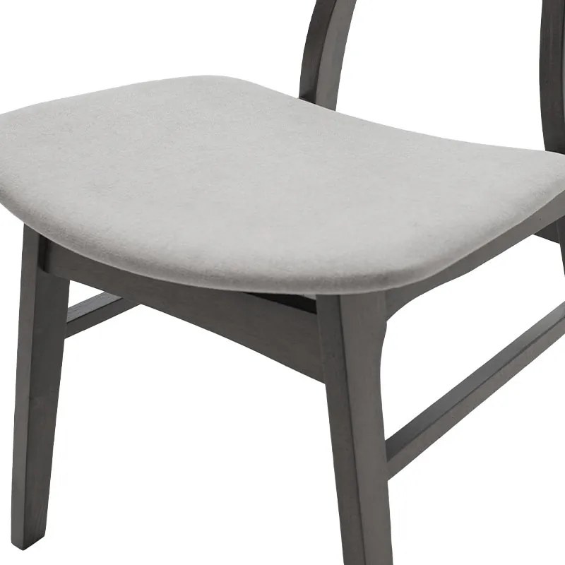 Καρέκλα Orlean pakoworld γκρι ύφασμα-rubberwood ανθρακί πόδι | Συσκευασία 2 τμχ